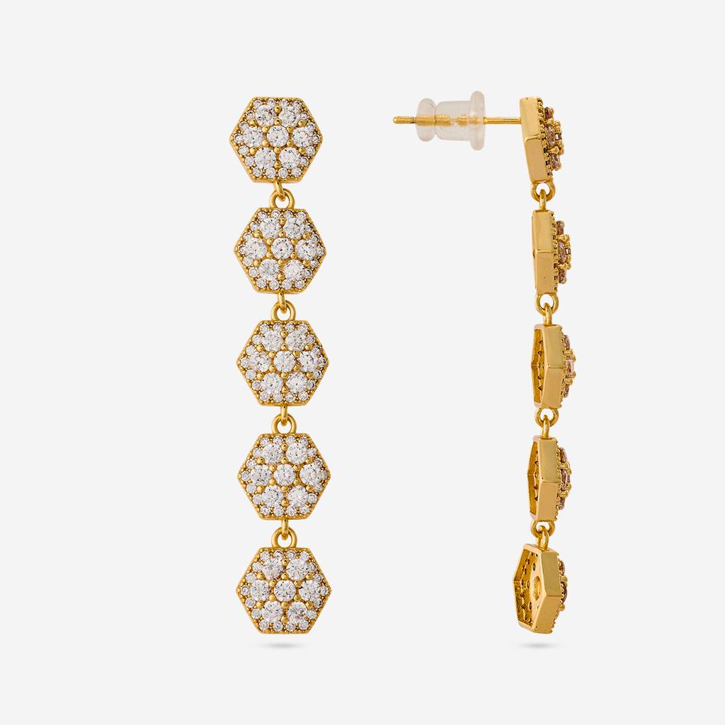 White - Plated Casual Wear Trendy Zircon Earring - 466902 : 466902