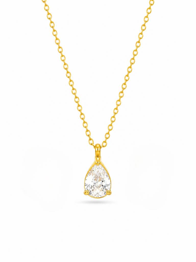 18K Gold Plated Stainless Steel Waterproof & Anti-Tarnish Eternal Pear Necklace : N71ASSS0G