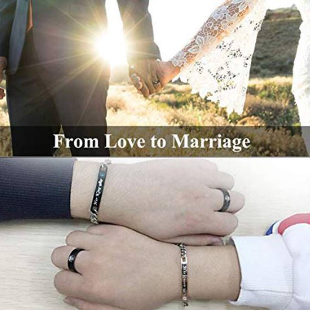 Men'S And Women'S Her King His Queen Titanium Stainless Steel Black Band Set Anniversary Engagement Promise Friend : PFCCR58BL
