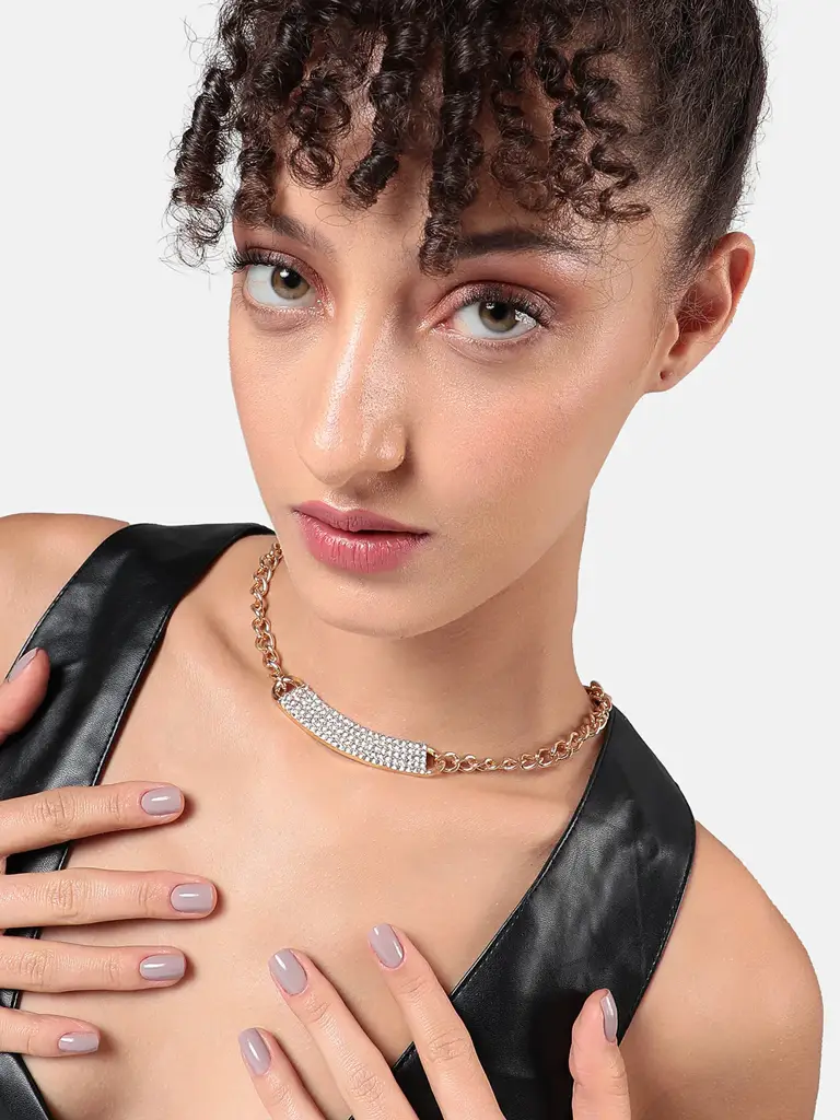 Satyavati-Women'S Crystal Cluster Chainlink Necklace : SOHINC8719