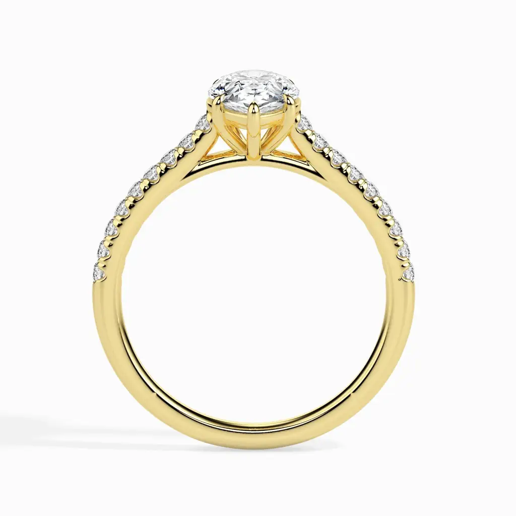 1 Carat Pear Solitaire Ring In Diamond Band : 09kYellowZNR124F10