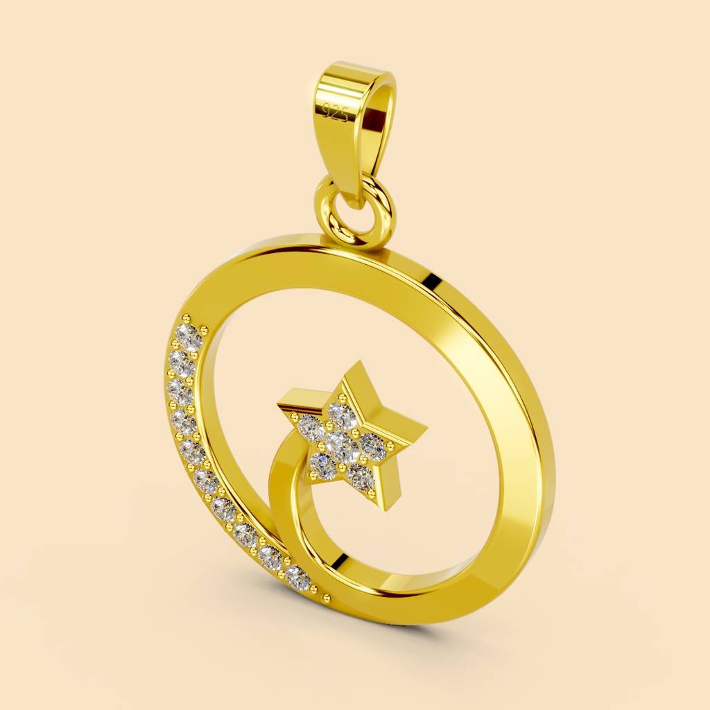 22K Gold Vermeil |Shyne Pendant (Without Chain)| Pure 925 Sterling Silver With The Thickest Gold Layer : TSPN-SHY-22K-13058