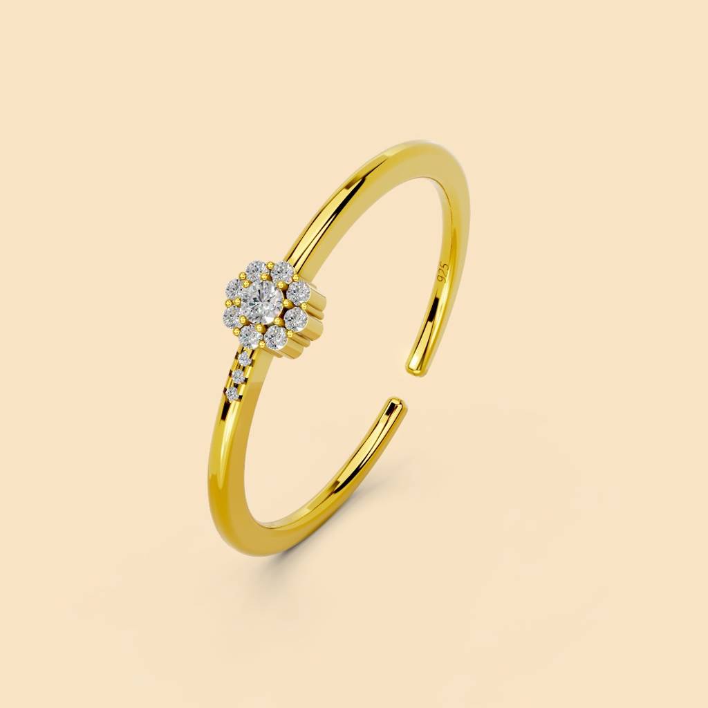 22K Gold Vermeil |Uno Adjustable Ring| Pure 925 Sterling Silver With The Thickest Gold Layer : TSRI-UNO-Adj-22K-70181
