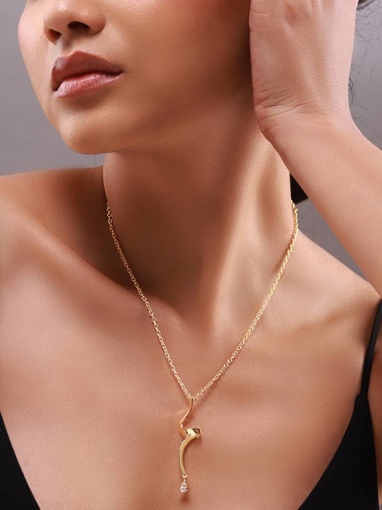 Flow Tide Stream Pendant Short Necklace : 8905124576801