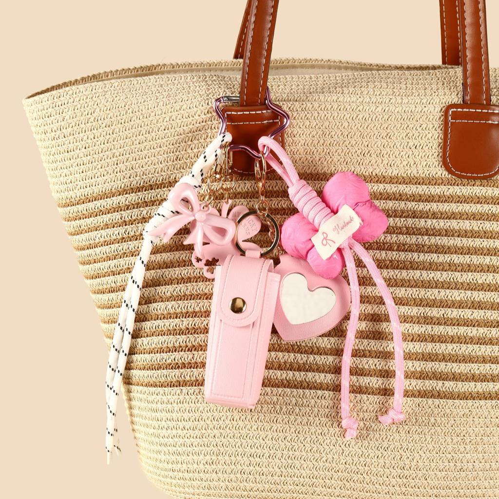 Gingham Bow Lipstick Case Bag Charm : C-BG-0088-PK