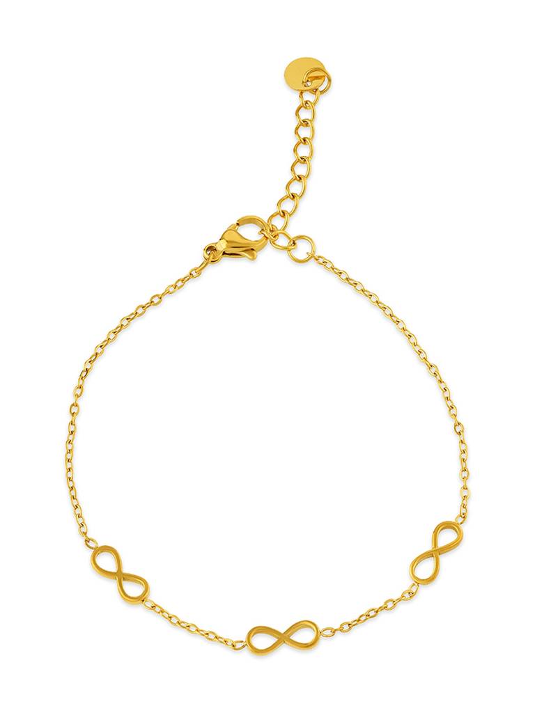18K Gold Plated Infinity Charm Bracelet Stainless Steel Waterproof & Anti-Tarnish : B3ASSS0G