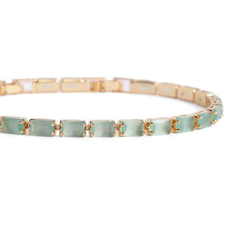 Royal Mint Green Tennis Bracelet | Gold Plated Linear Design | Stylish Party Wear : CAD-049-IGMG-BR
