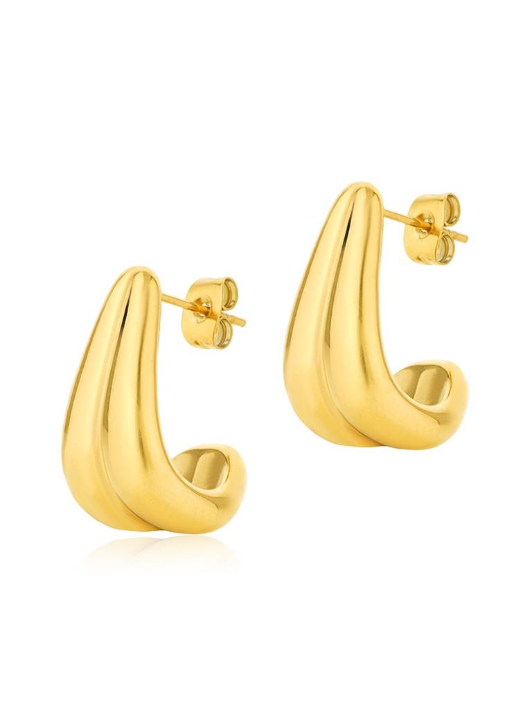 18K Gold Plated Molten Curve Earrings Stainless Steel Waterproof & Anti-Tarnish : E43ASSS0G
