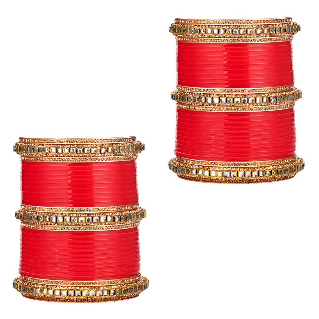Peora Red Chuda Bangle Set Indian Traditional Ethnic Wedding Bridal Dulhan Fashion Jewellery For Women : PF51B27R