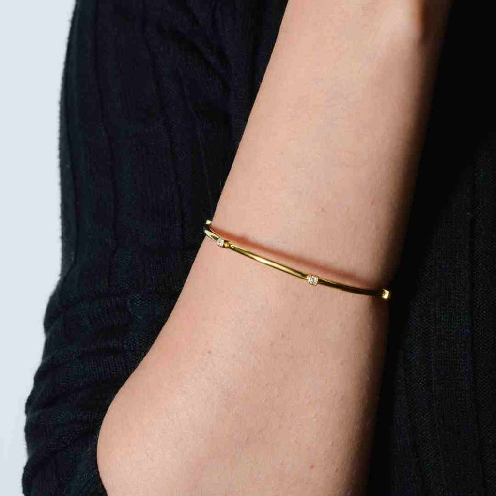 18K Gold Vermeil |Hope Bangle| Pure 925 Sterling Silver With The Thickest Gold Layer : TSBA-HOP-2-10-G-60002