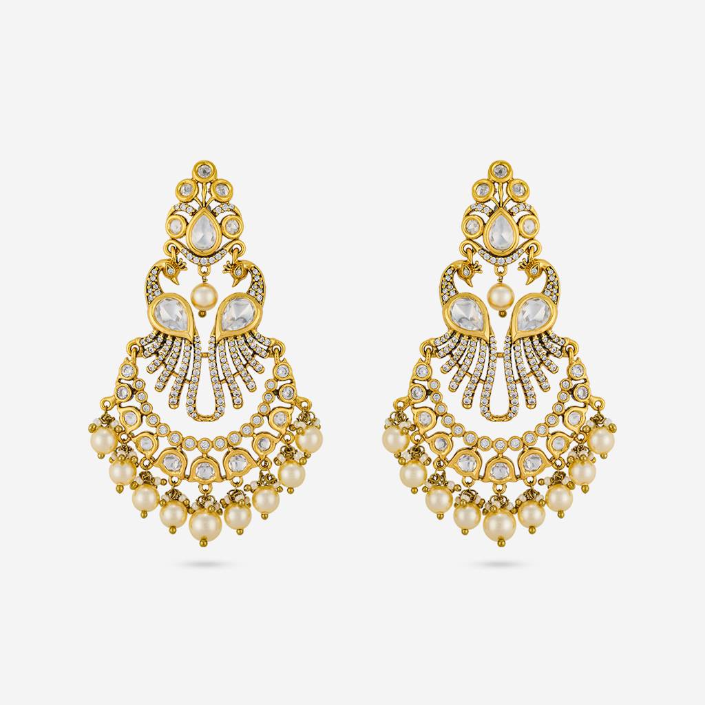 White Victorian - Plated Bridal Kundan Earring - 461650 : 461650