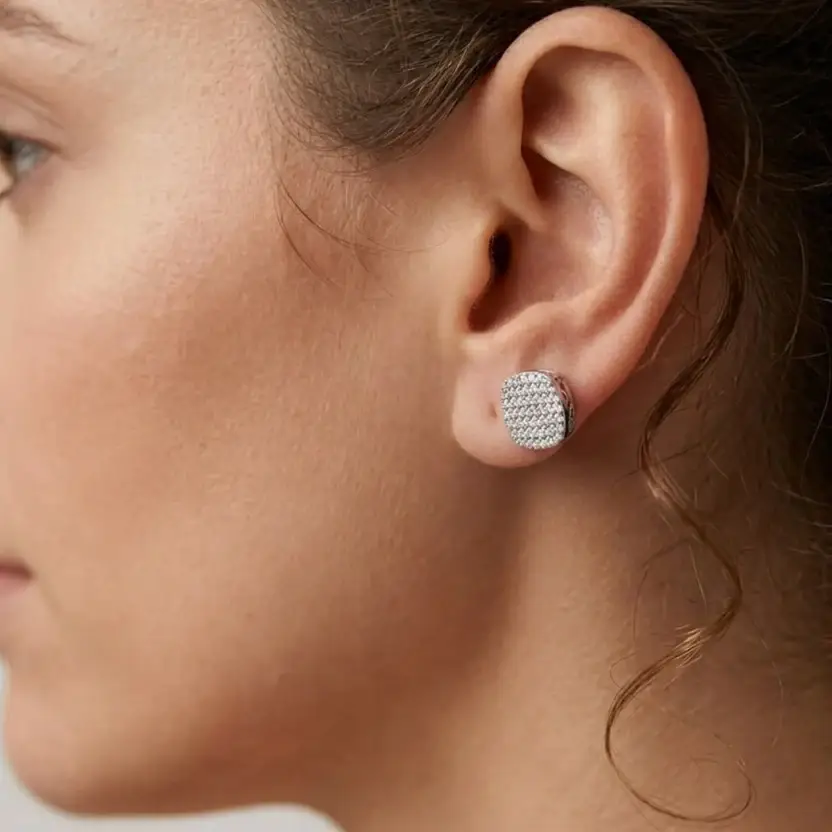 Cushira Ear Pure Silver Studs : VST-SLG-10-SL-G