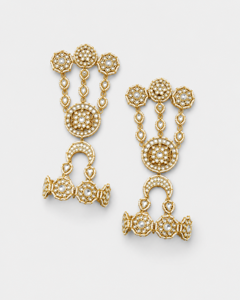 Polki Bridal Haath Phool With Floral Motifs : VZ029
