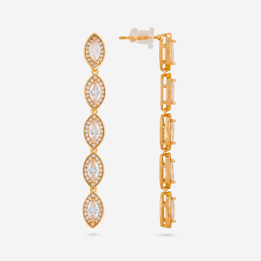 White - Plated Casual Wear Trendy Zircon Earring - 466911 : 466911