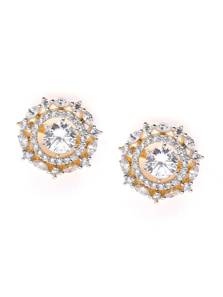 Round Shaped Changeable Stone American Diamond Studs : YI24A0805E