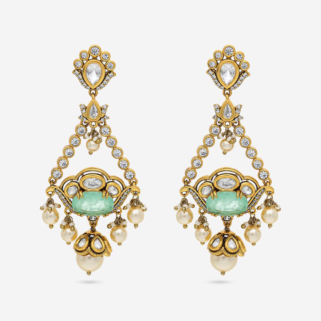 Mint Victorian - Plated Bridesmaid Kundan Earring - 458647 : 458647