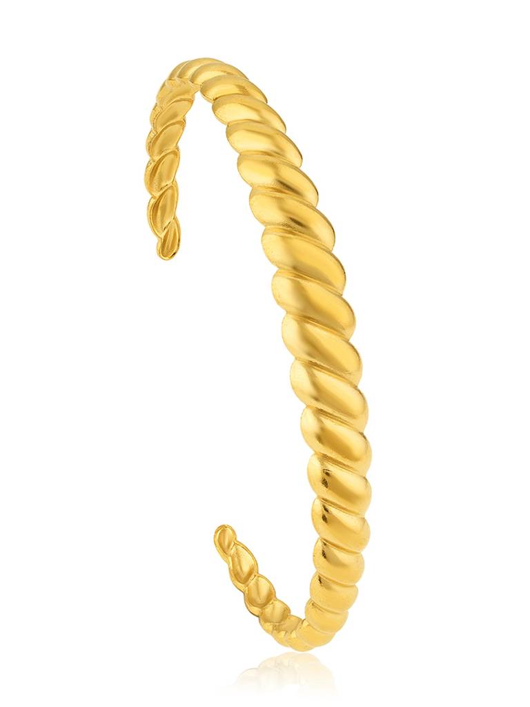 18K Gold Plated Sculpted Cuff Bracelet Stainless Steel Waterproof & Anti-Tarnish : B36SJSS0G