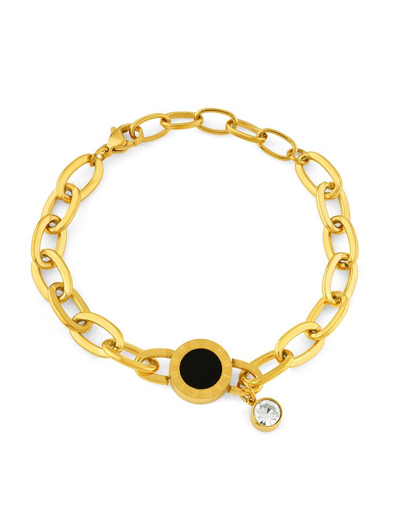 18K Gold Plated Midnight Charm Bracelet Stainless Steel Waterproof & Anti-Tarnish : B33SJSS0G