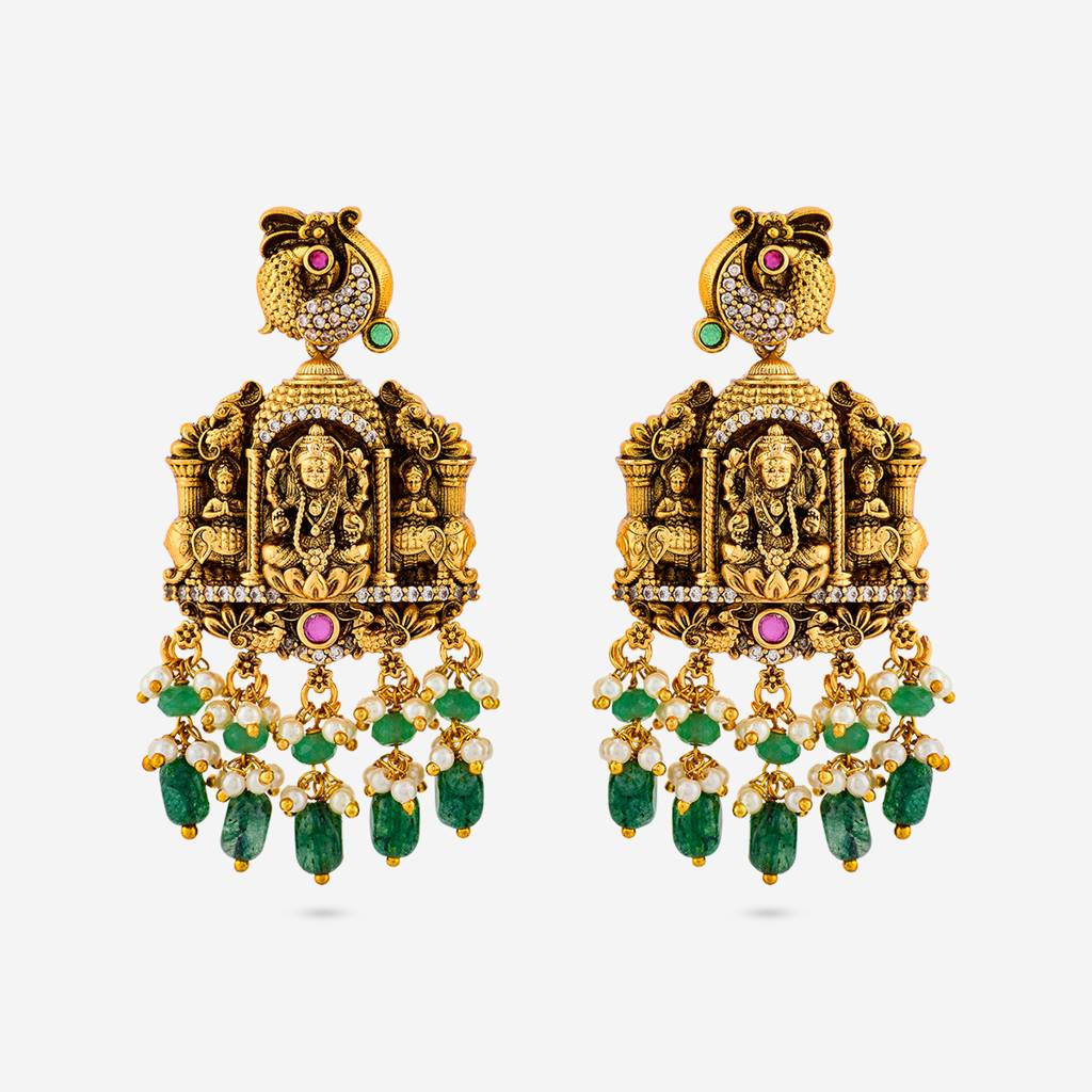 Ruby-Green Gold - Plated Bridesmaid Antique Earring - 463957 : 463957
