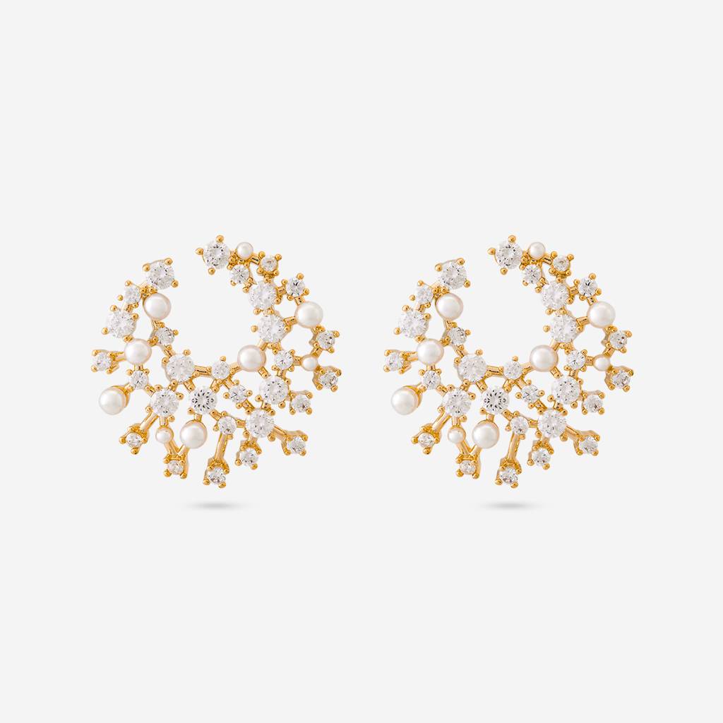 Pearl Gold - Plated Casual Wear Trendy Zircon Earring - 464752 : 464752