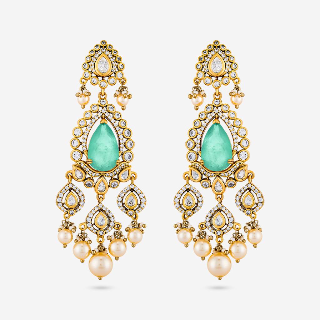 Mint Victorian - Plated Bridesmaid Kundan Earring - 458639 : 458639
