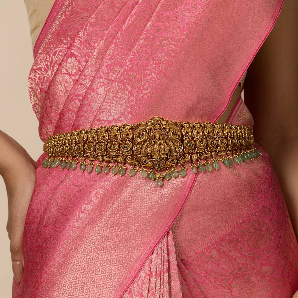 Ruby-Green Gold - Plated Bridal Antique Belt - 447579 : 447579