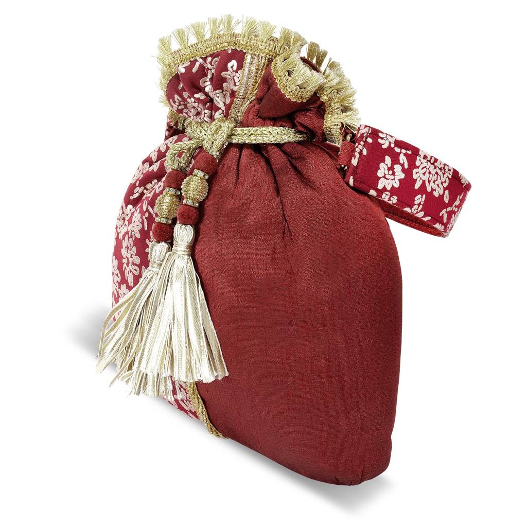 Potli Bags For Women Evening Bag Clutch Ethnic Bride Purse With Drawstring (P24R) : P24R