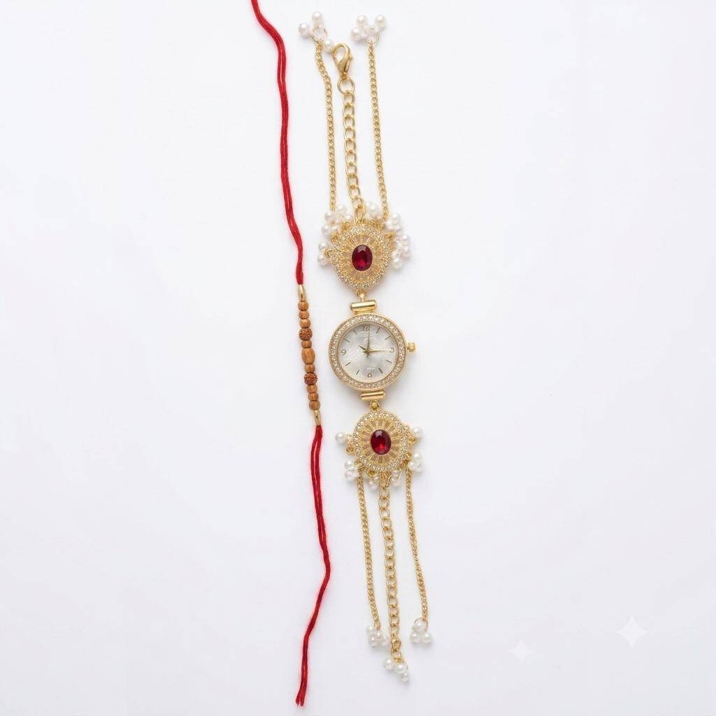 Elina - 18K Gold Plated, Anti Tarnish, Rakhi Gift Combo For Women : RAKHI02