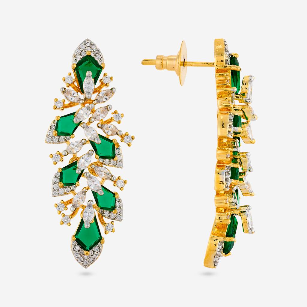 Rhodium-Gold - Plated Party Wear Zircon Earring - 457795 : 457796