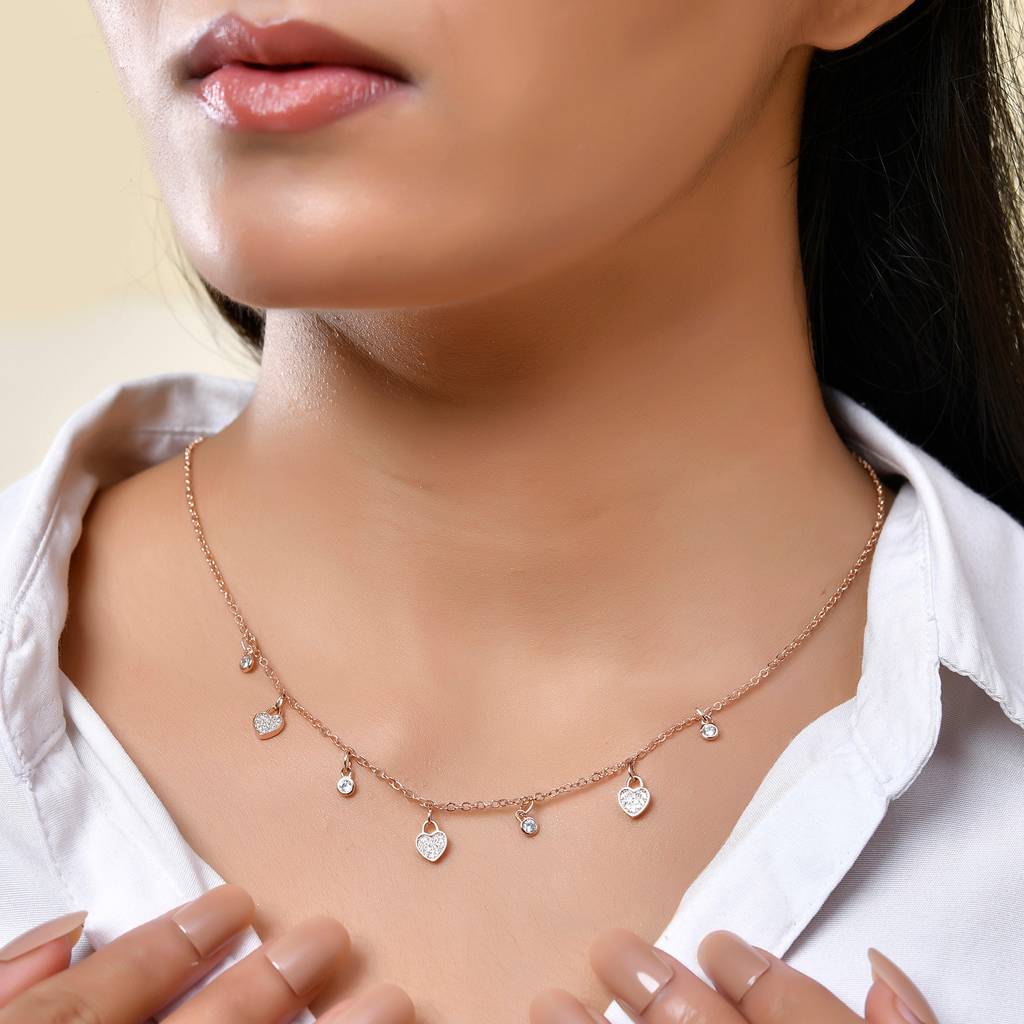 Sparkling Elegance Heart Of Joy Charm Necklace : 8905124552683