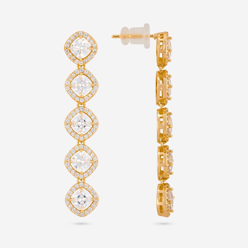 White - Plated Casual Wear Trendy Zircon Earring - 466905 : 466905
