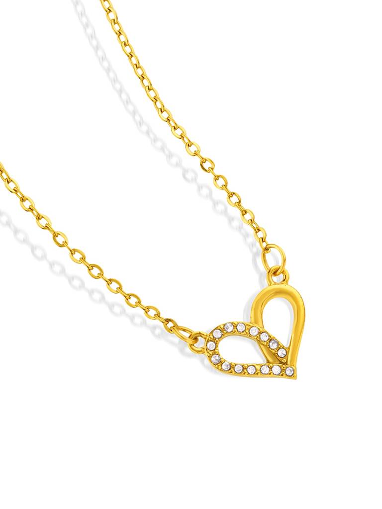 18K Gold Plated Twilight Heart Necklace Stainless Steel Waterproof & Anti-Tarnish : N17ASSS0G