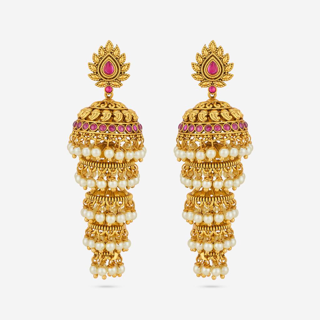 Ruby Gold - Plated Bridal Antique Earring - 460626 : 460626