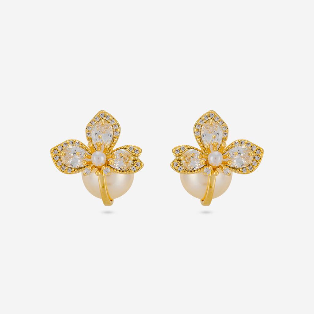 Pearl Gold - Plated Casual Wear Trendy Zircon Earring - 464541 : 464541