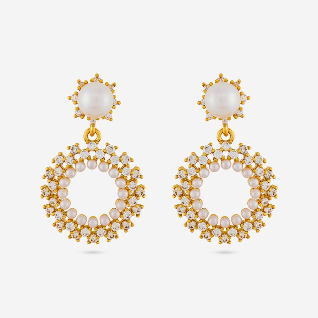 Pearl Gold - Plated Casual Wear Trendy Zircon Earring - 464462 : 464462