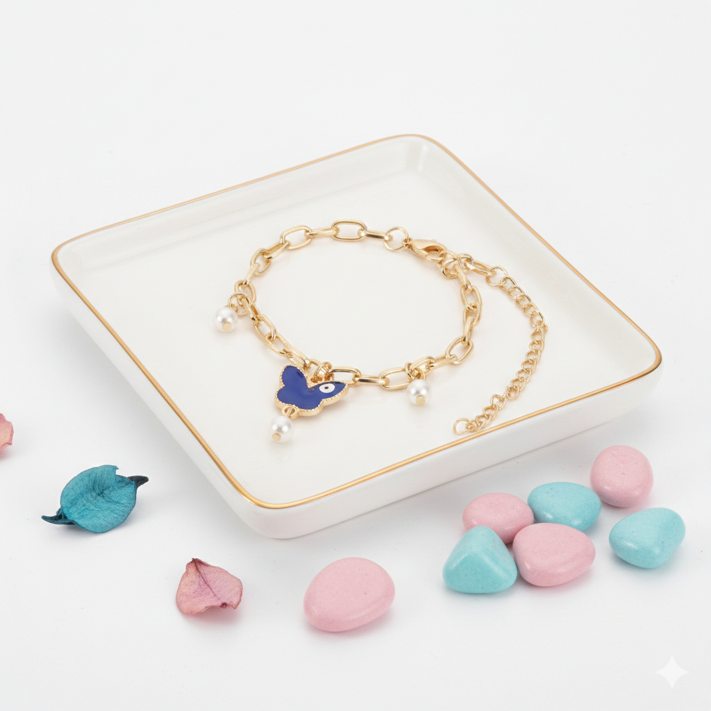 Butterfly Painted Evil Eye Bracelet : BS11668