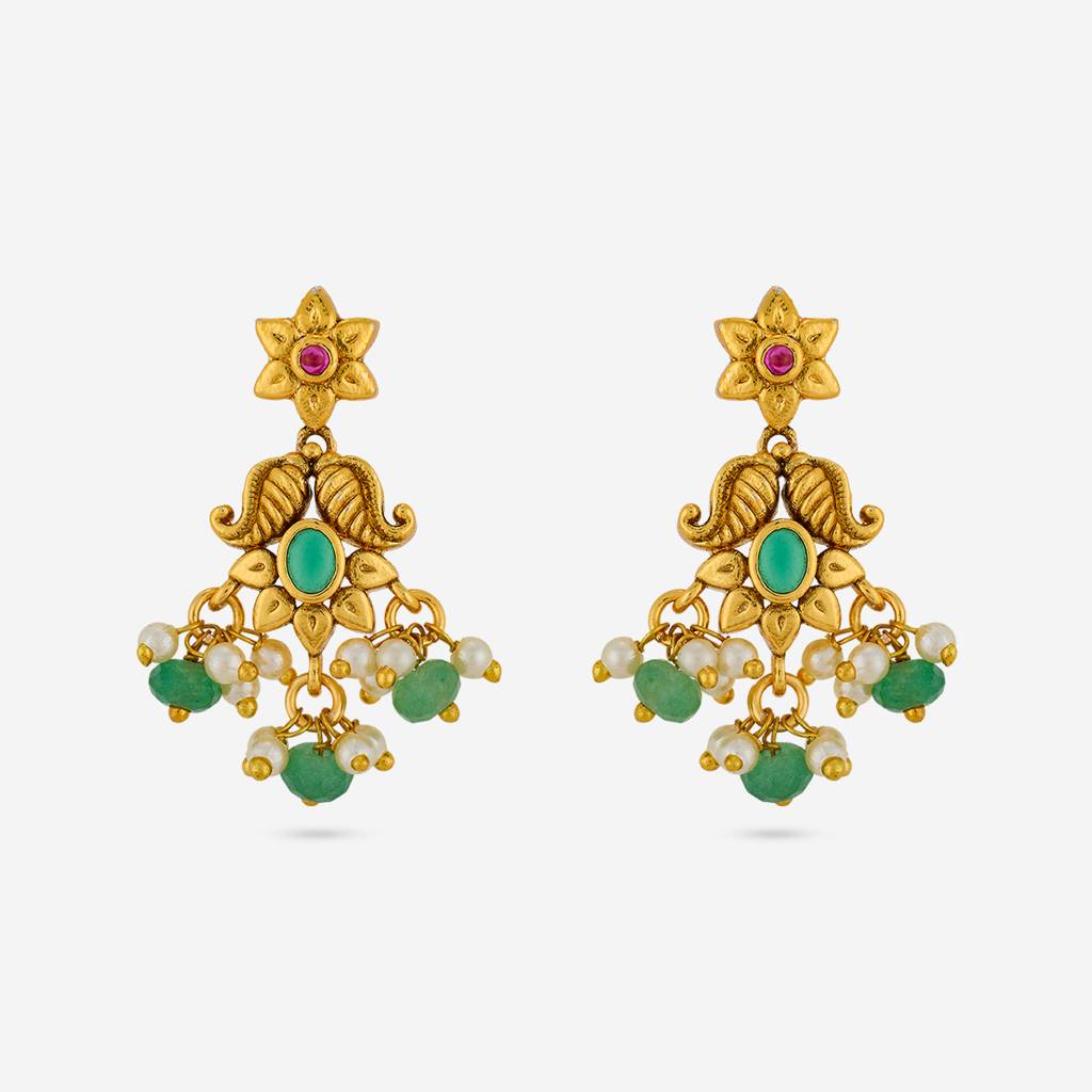 Ruby-Green Gold - Plated Festive Antique Earring - 457676 : 457676
