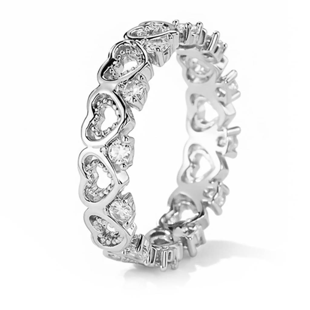 Silver Plated Cubic Zirconia Studded Stylish Finger Ring Contemporary Jewellery For Women & Girls (Us 7) : PX9R2026S-7