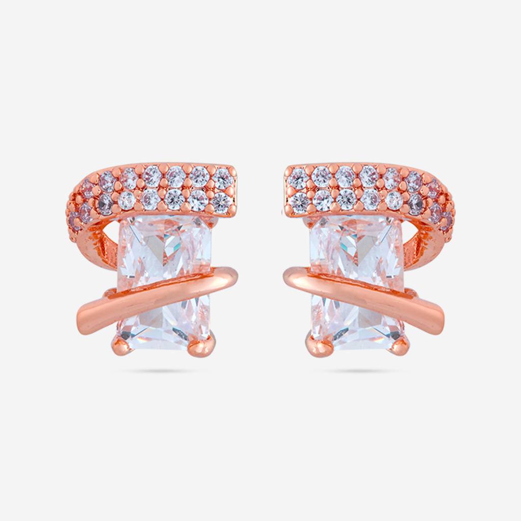 White - Plated Casual Wear Trendy Zircon Earring - 466997 : 466999