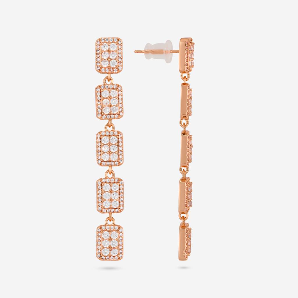 White - Plated Casual Wear Trendy Zircon Earring - 466908 : 466910
