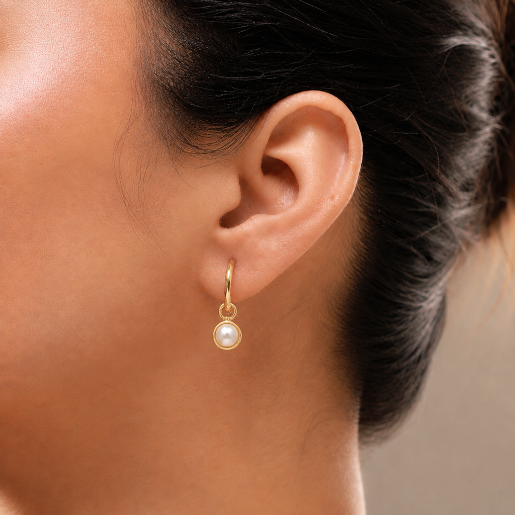 Trendy Golden Multi Charm Hoop Earrings : 8905124584950