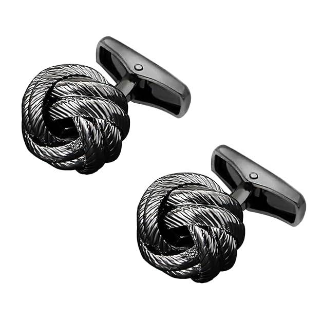 Black 316L Stainless Steel Knot Shape Exclusive Collection Classic Cufflinks For Men Formal Business Accessories Gift : PX9CL143