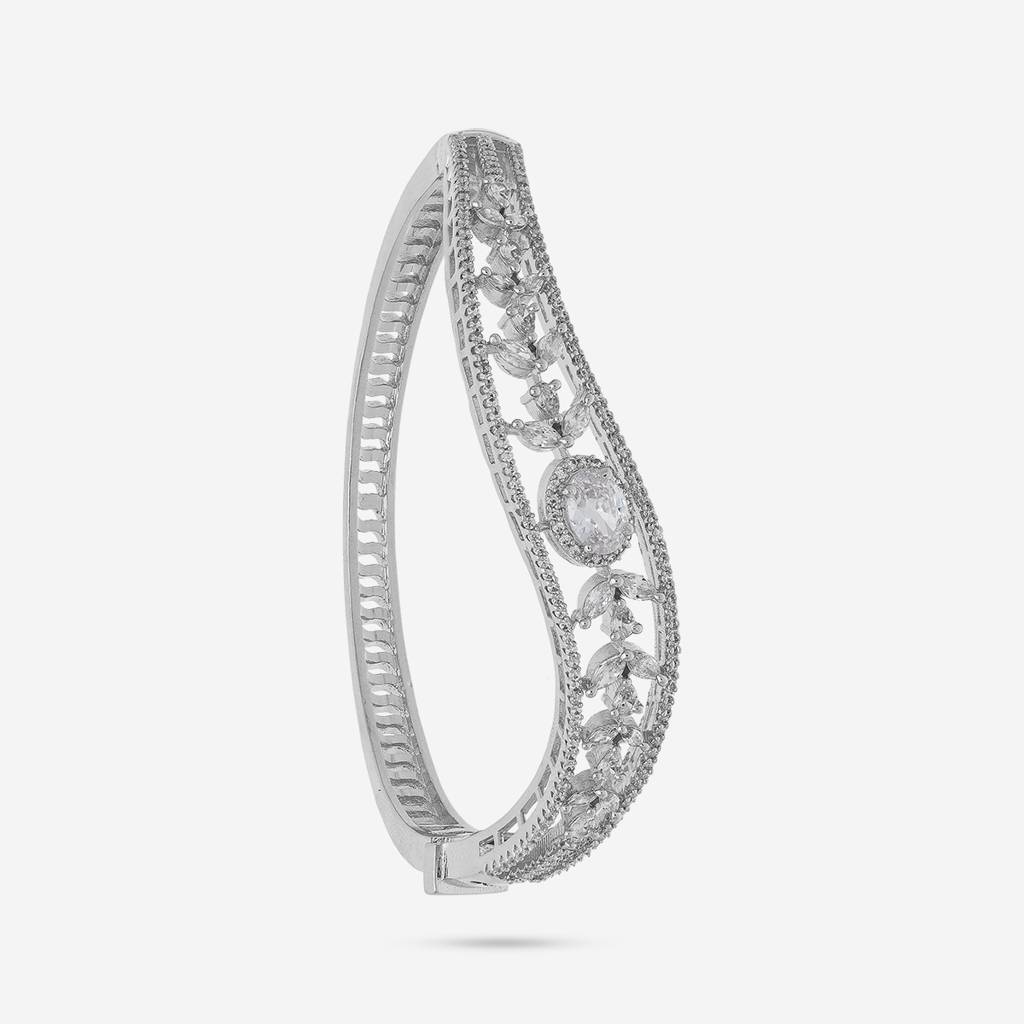 White Rhodium - Plated Party Wear Zircon Kada - 458374 : 458374