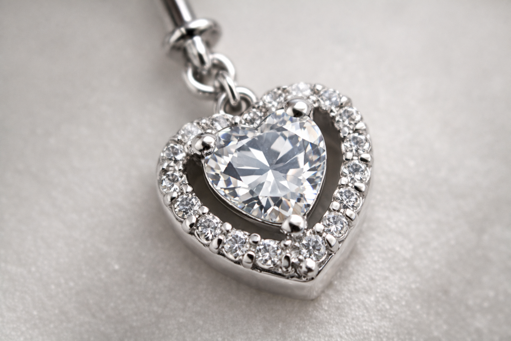 925 Sterling Silver Heart Halo Cz Bugadi : SMK-W-ER-BUD-019