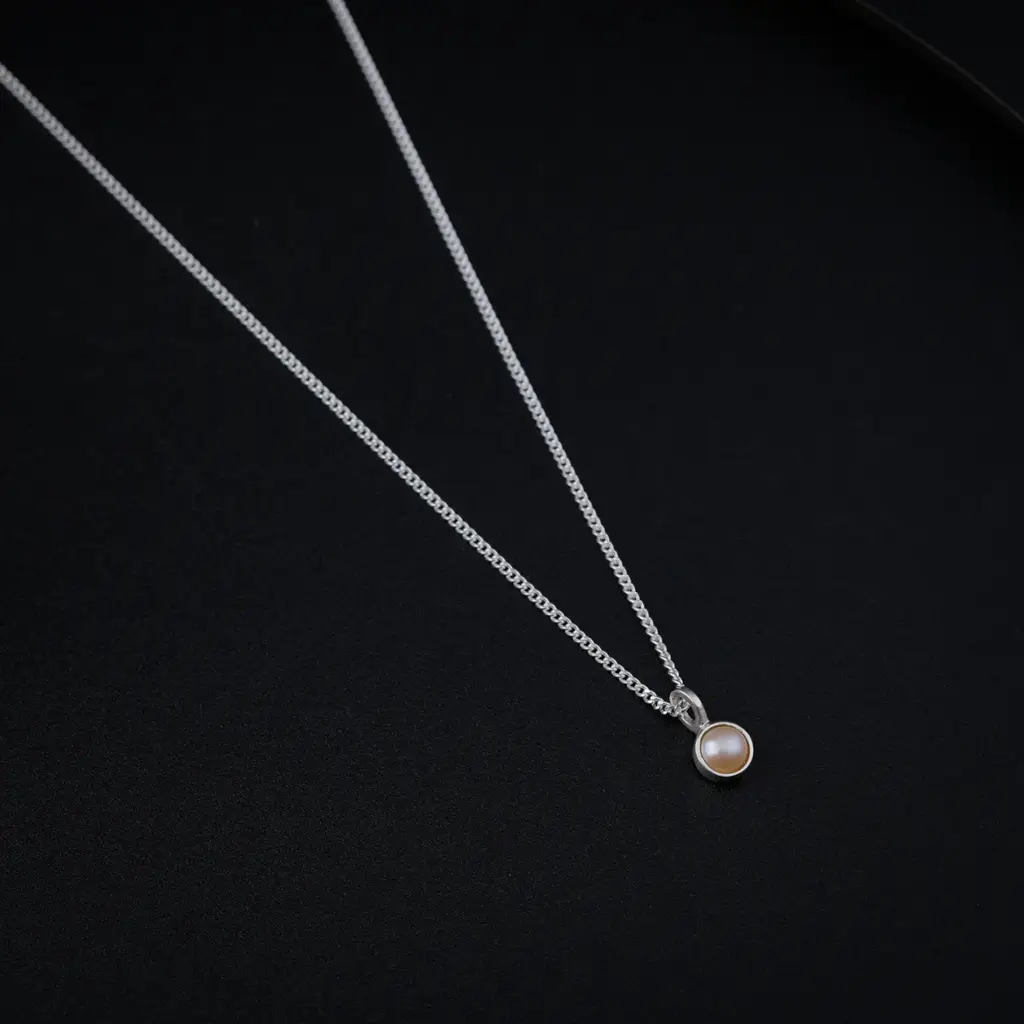 Silver Single Pearl Chain Necklace : 57218455