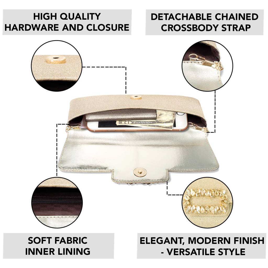 Clutch Purses For Women Wedding Handmade Evening Handbags Party Bridal Clutch (C89C) : C89G
