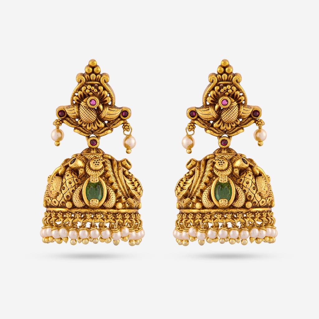 Ruby-Green Gold - Plated Festive Antique Earring - 466755 : 466755
