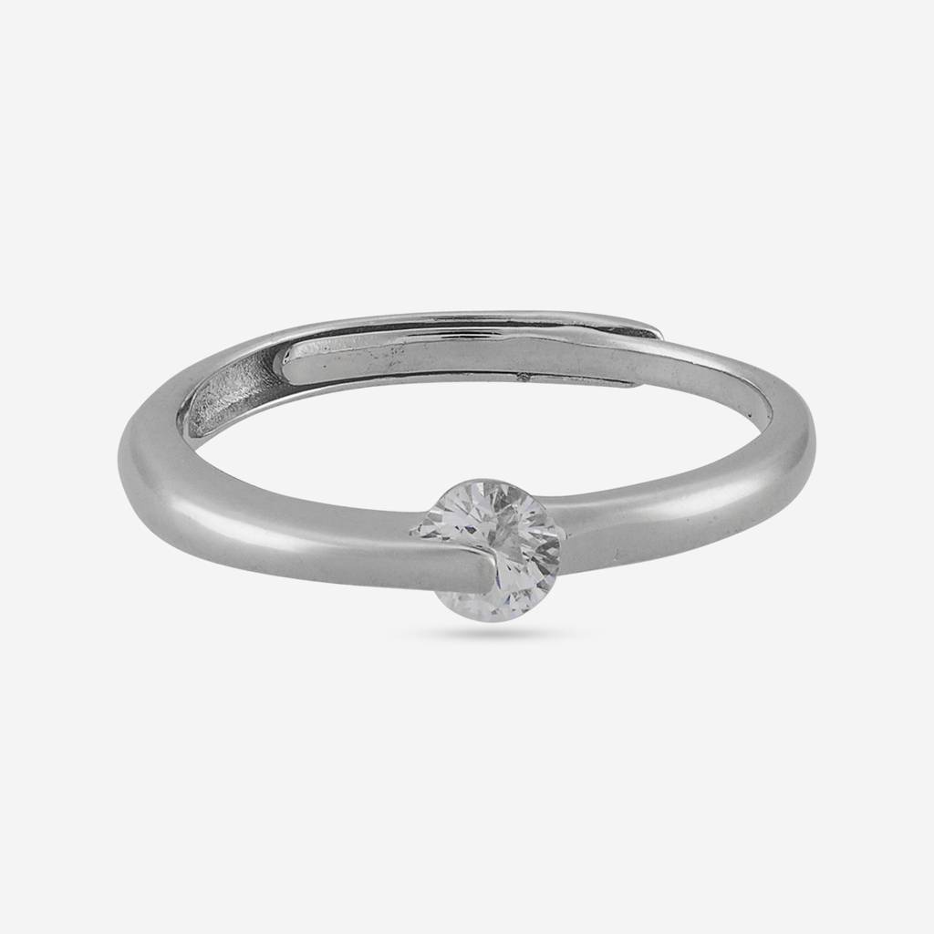 White - Plated Office Wear Silver Finger Ring - 473447 : 473448