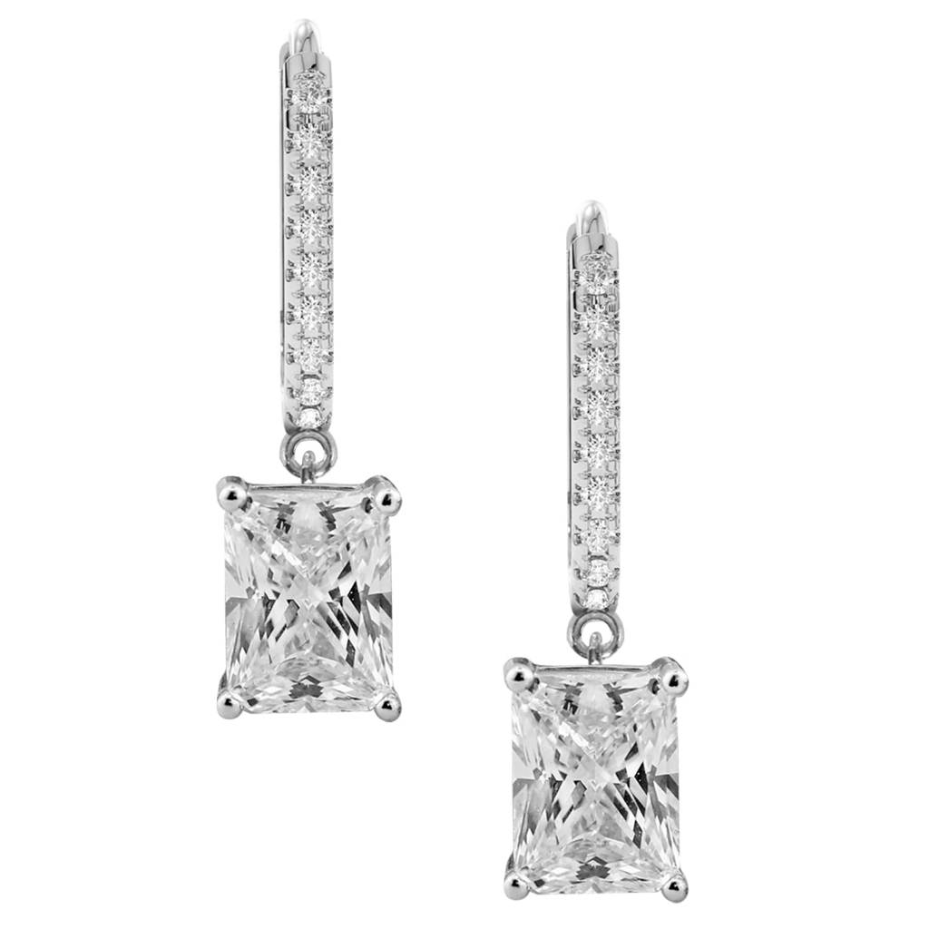 American Diamond Studded Silver Plated Drop Earrings Fashion Stylish Jewellry Gift For Girls & Women (Px8E133) : PX8E133