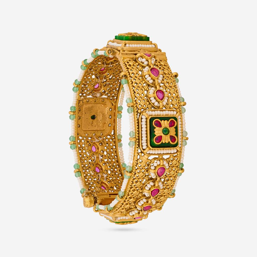 Ruby-Green Gold - Plated Bridesmaid Antique Bangle - 462972 : 462973